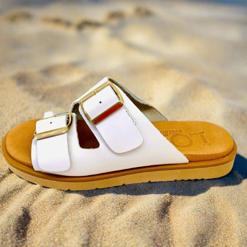 SANDALO FLAT IN PELLE CON DOPPIA FIBBIA