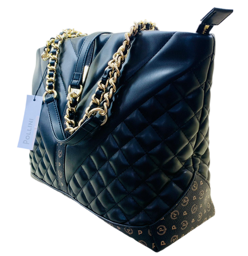 BORSA DOPPIO MANICO NERA TRAPUNTATA - La Maga Circe