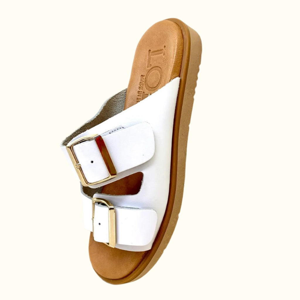 SANDALO FLAT IN PELLE CON DOPPIA FIBBIA