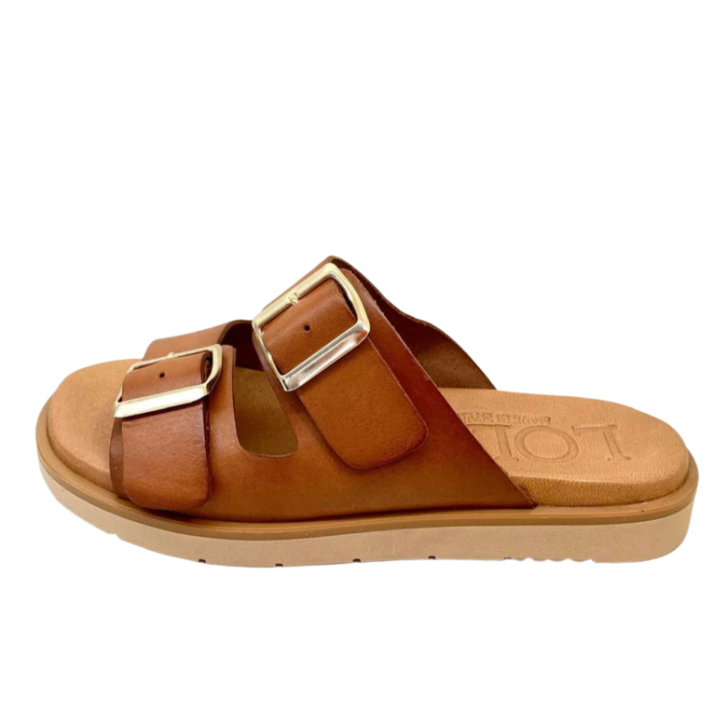 SANDALO FLAT IN PELLE CON DOPPIA FIBBIA