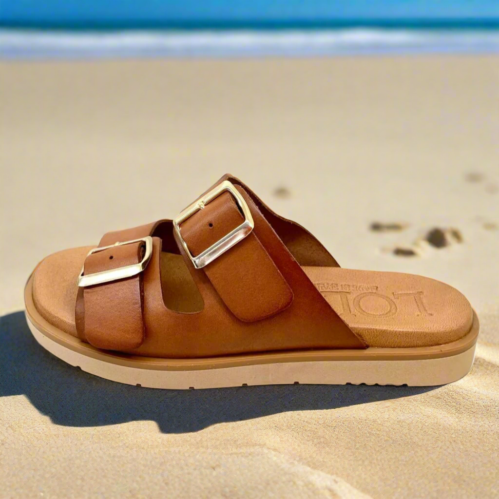 SANDALO FLAT IN PELLE CON DOPPIA FIBBIA