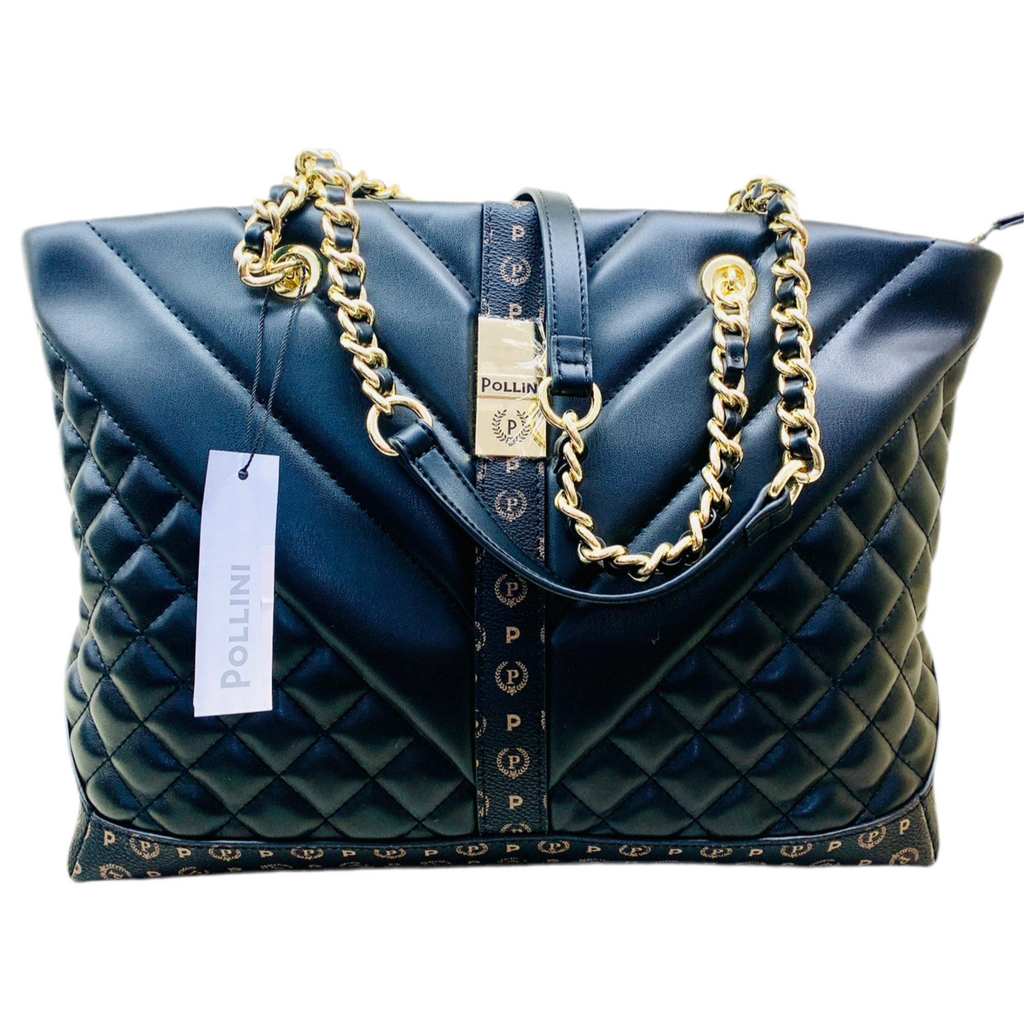 BORSA DOPPIO MANICO NERA TRAPUNTATA - La Maga Circe