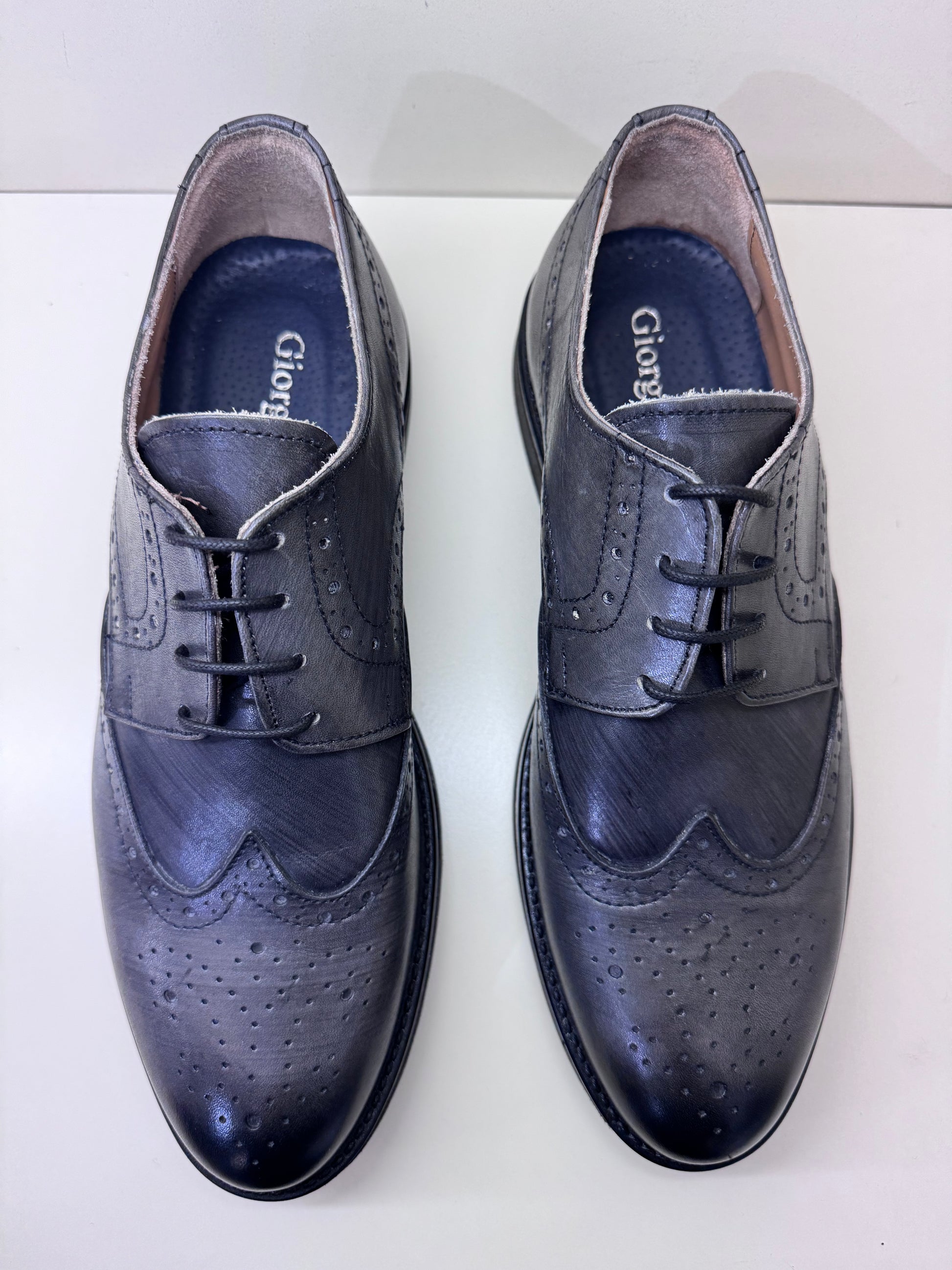 BERBY IN PELLE GRIGIA STRINGATA