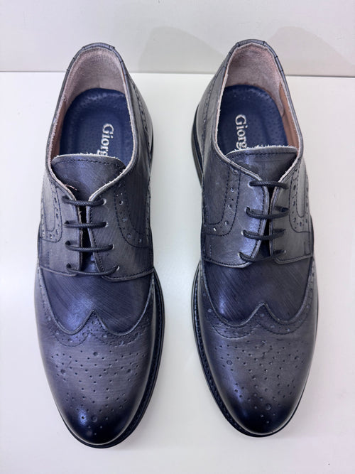 BERBY IN PELLE GRIGIA STRINGATA